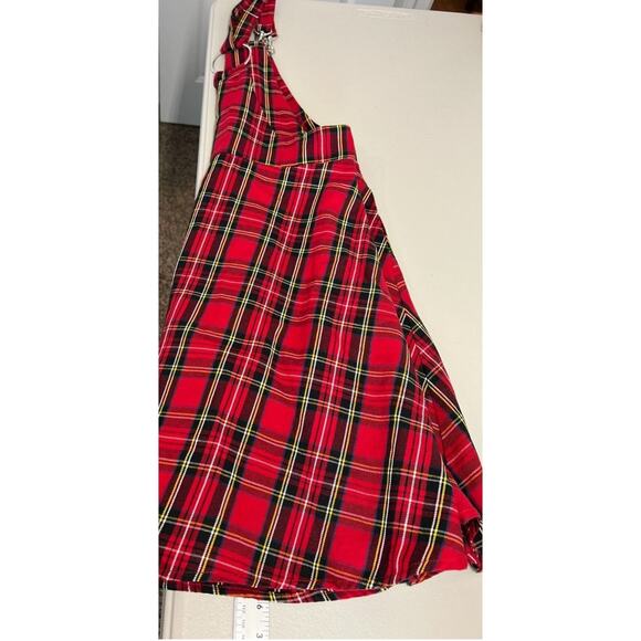 Hot Topic Plaid Skirtall Bib Overall Womens Small Pockets Gothic School Girl - Picture 8 of 13